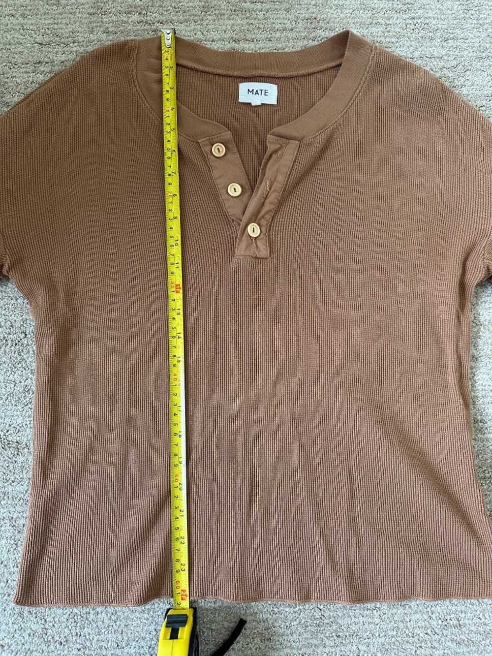 MATE the Label | Tawny Brown Waffle Henley - Picture 5 of 7